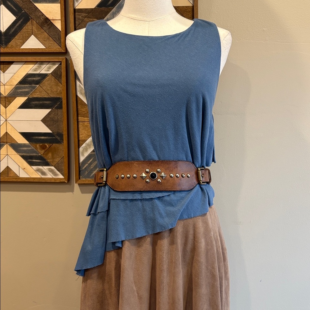 Ralph Lauren Blue Label Vintage Blue Tiered Sleeveless Top size Medium
